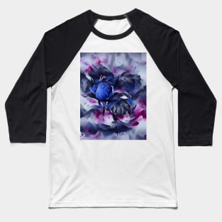 Indigo Abstract Floral Watercolour Art Baseball T-Shirt